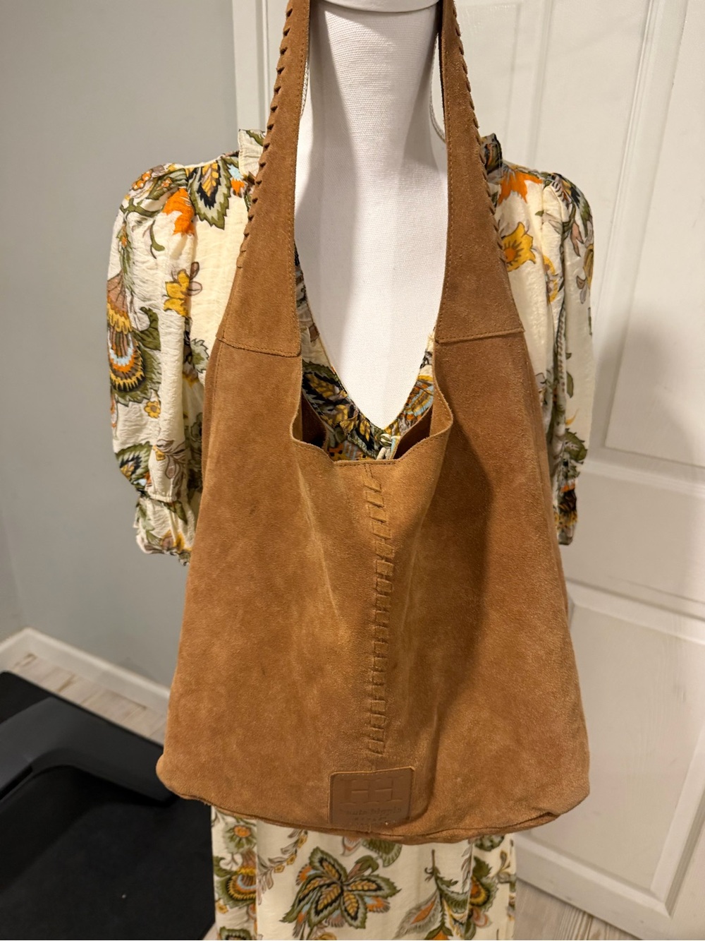 Haute Hippie Suede Hobo Bag in Tan Brown